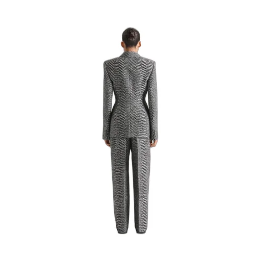 Double Pleat Pants In Herringbone Mixed Wool