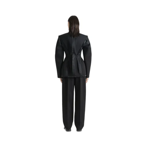Double-Breasted Cocoon Jacket In Wool With Inside-Out Detail