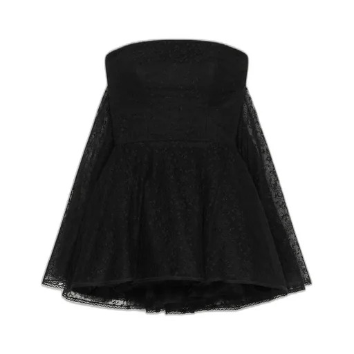 Mini Bustier Dress In Lace With Cape