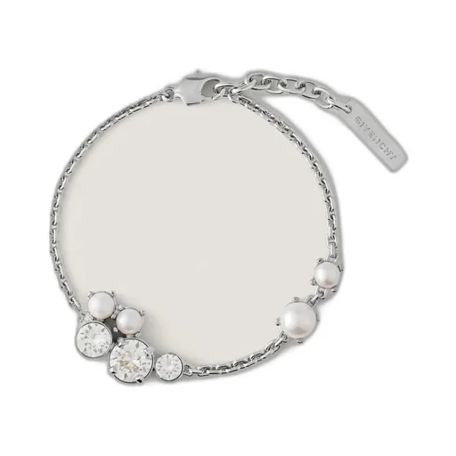 Crystal Pearl Bracelet Necklace In Metal, Crystals And Pearls