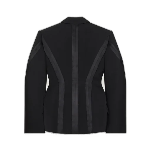 Double-Breasted Cocoon Jacket In Wool With Inside-Out Detail