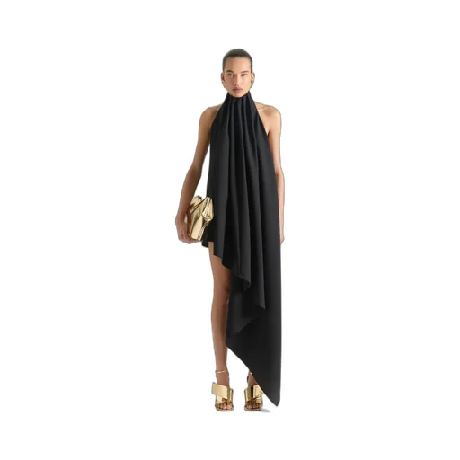 Asymmetric Halterneck Dress In Wool