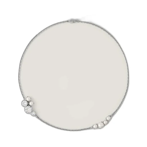 Crystal Pearl Short Necklace In Metal, Crystals And Pearls