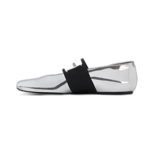 Sliced Square Ballerinas In Mirror Effect Leather