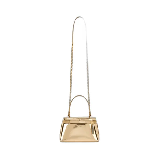 Antigona Vanity Bag In Mirror Effect Leather With Chain