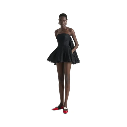 Mini Bustier Dress In Lace With Cape