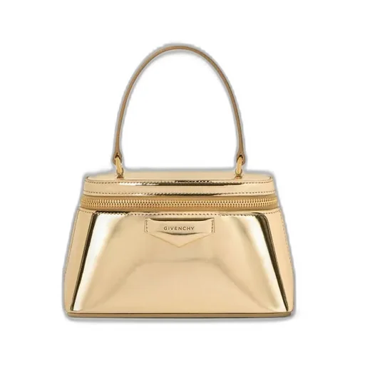 Antigona Vanity Bag In Mirror Effect Leather With Chain
