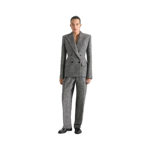 Double-Breasted Jacket In Herringbone Mixed Wool