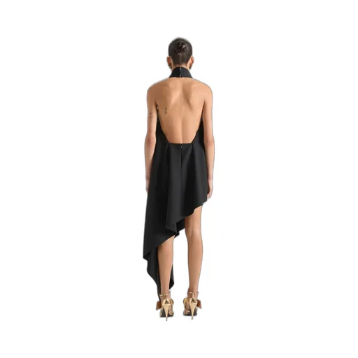Asymmetric Halterneck Dress In Wool