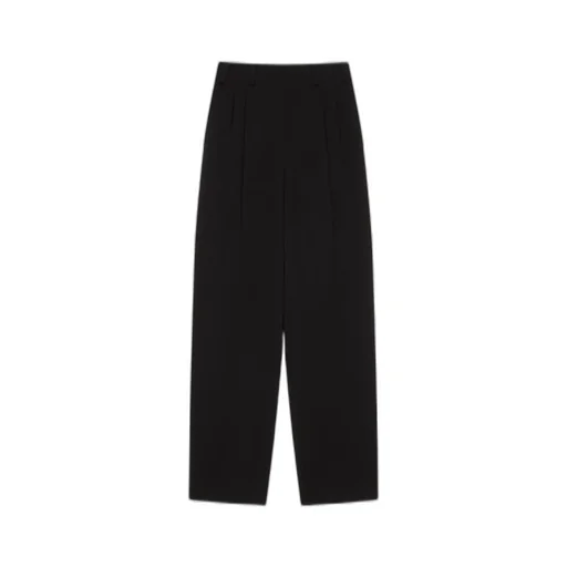 Slashed Double Pleat Pants In Wool