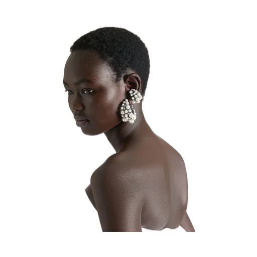 Crystal Pearl Clip Earrings In Metal, Crystals And Pearls