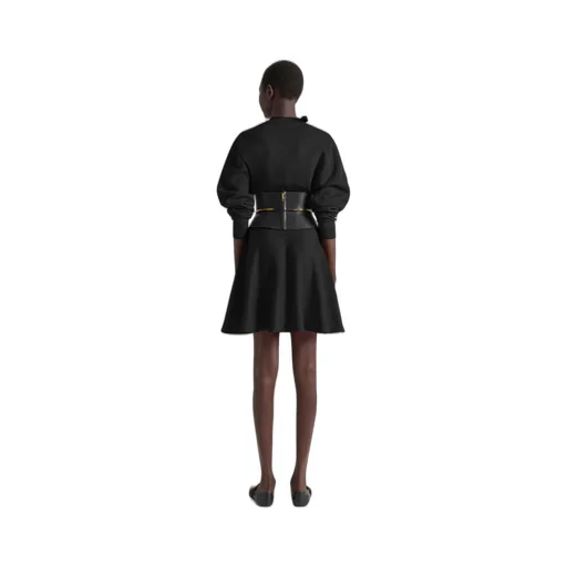 Dress In Wool And Cotton With Bow Detail