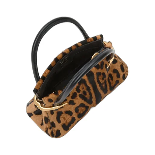 Mini Pinch Bag In Pony Effect Leather With Leopard Pattern