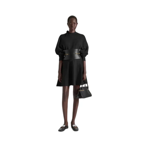 Dress In Wool And Cotton With Bow Detail