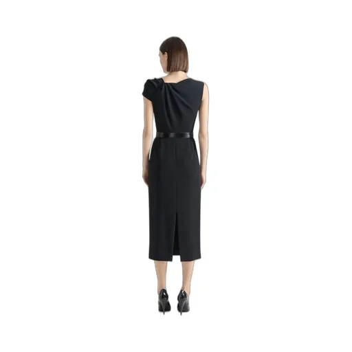 Draped Pencil Dress In Crepe Cady