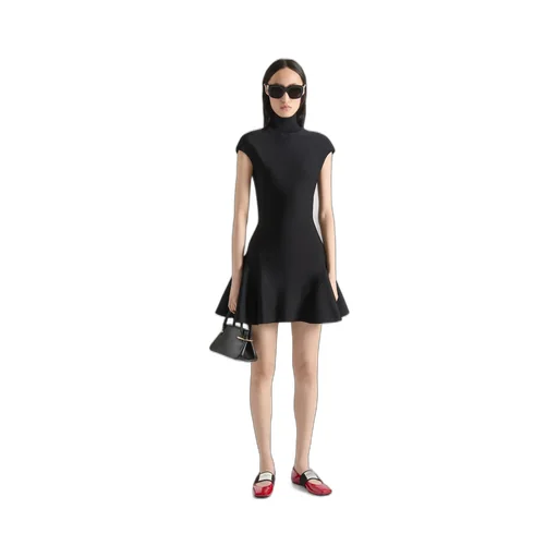 Mini Dress With Flared Skirt In Wool Viscose
