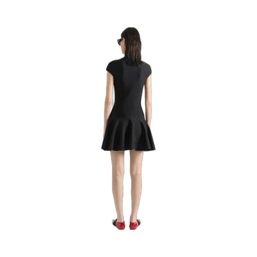 Mini Dress With Flared Skirt In Wool Viscose