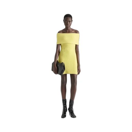 Off-The-Shoulder Mini Dress In Wool