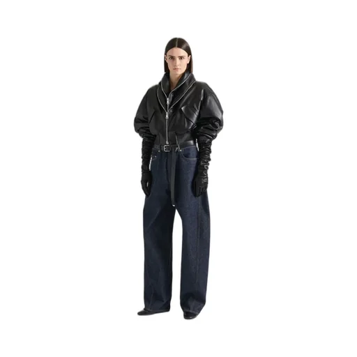 Bomber With Zipped Shawl Collar In Nappa Leather
