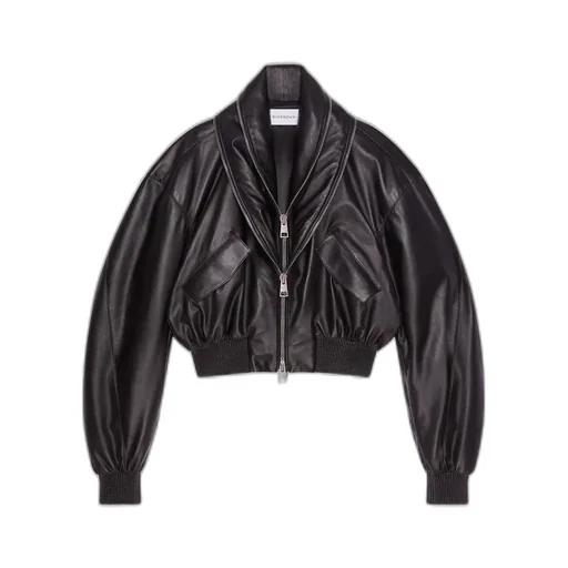 Bomber With Zipped Shawl Collar In Nappa Leather