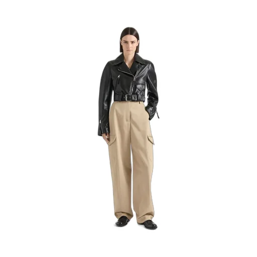 Cropped Cocoon Biker Jacket In Leather