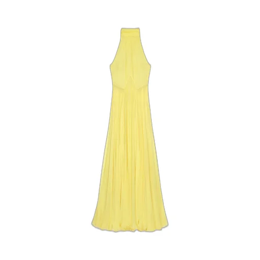 Halterneck Evening Dress In Silk Chiffon With Bow Detail