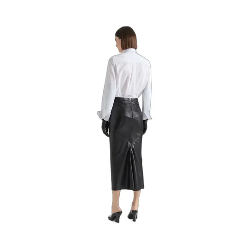Midi Kickback Skirt In Nappa Leather