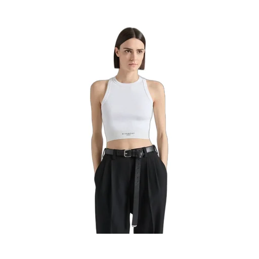 Cropped Tank Top In Cotton With Givenchy Band