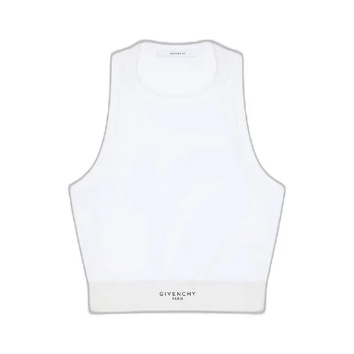 Cropped Tank Top In Cotton With Givenchy Band