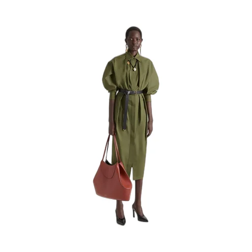 Medium Facet Tote Bag In Grained Leather