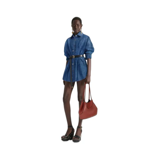 Small Facet Tote Bag In Grained Leather