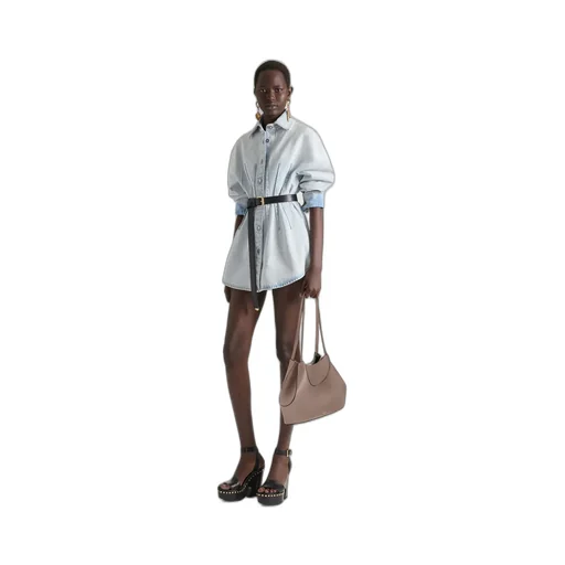 Small Facet Tote Bag In Grained Leather