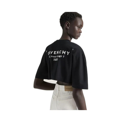 Cropped Fit T-Shirt In Cotton With Givenchy Stamp Print