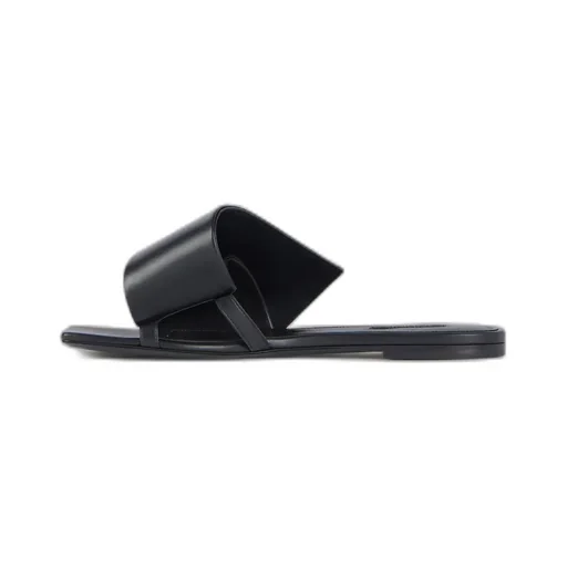 Sliced Square Flat Sandals In Leather