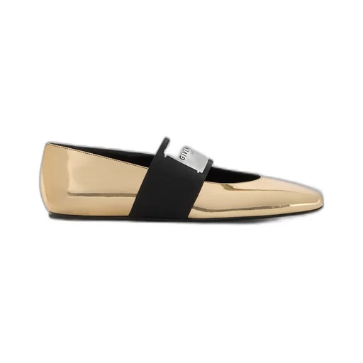 Sliced Square Ballerinas In Mirror Effect Leather