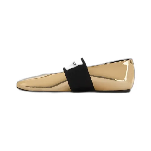 Sliced Square Ballerinas In Mirror Effect Leather