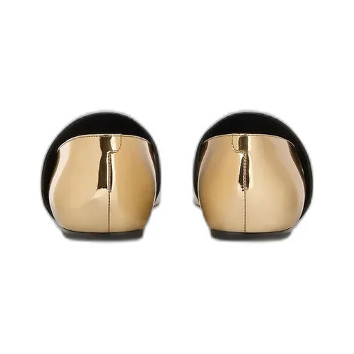 Sliced Square Ballerinas In Mirror Effect Leather