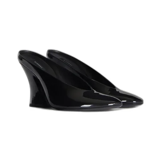 Sculpted Heeled Mules In Patent Leather