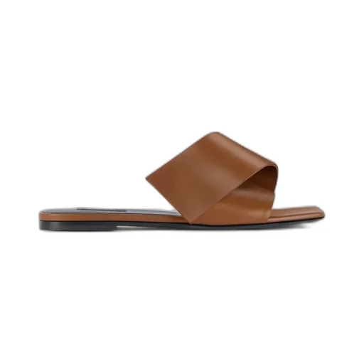 Sliced Square Flat Sandals In Leather