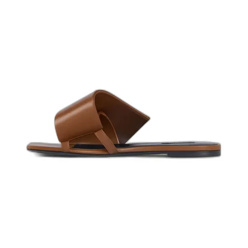 Sliced Square Flat Sandals In Leather