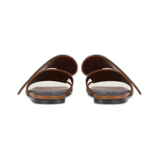 Sliced Square Flat Sandals In Leather