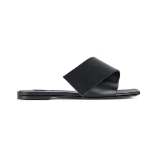 Sliced Square Flat Sandals In Leather