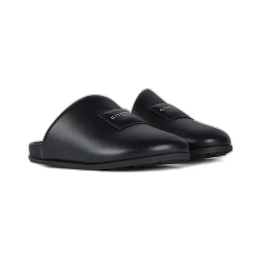 Label Flat Mules In Nappa Leather