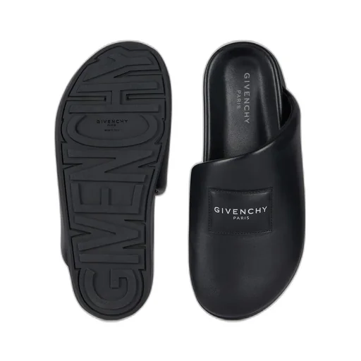 Label Flat Mules In Nappa Leather