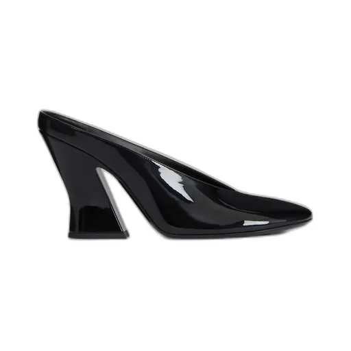 Sculpted Heeled Mules In Patent Leather