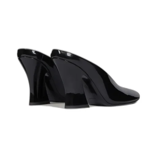 Sculpted Heeled Mules In Patent Leather