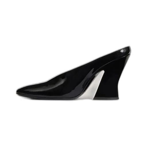 Sculpted Heeled Mules In Patent Leather