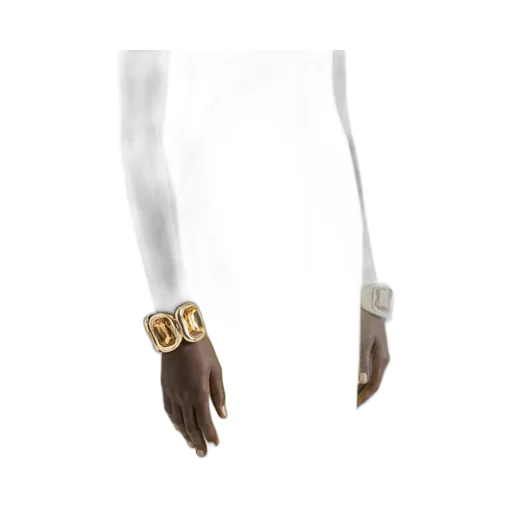 Sculptural Crystal Cuff In Metal And Crystals