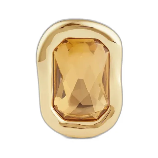 Sculptural Crystal Ring In Metal And Crystal