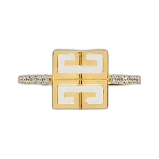 4G Ring In Metal With Crystals